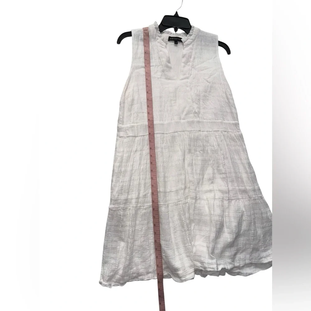 Gibsonlook White Sleeveless Decked Out Day V-Neck Midi Dress Size Medium - Picture 5 of 7
